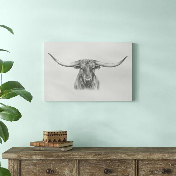 AEFER Highland Cow Large Wall Art Farmhouse Rustic Wall Decor Western Running Longhorn Pictures Canvas Print Painting Artwork Home Decoration Office Bedro